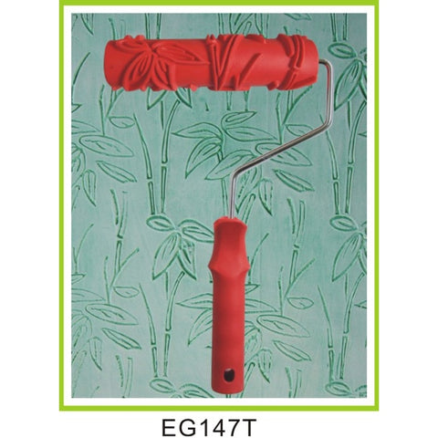 7-inch Painting Roller Wall Decoration Empaistic Wooden Grain Floral Pattern Painting Roller w/ Plastic Handle Wall Art Painting