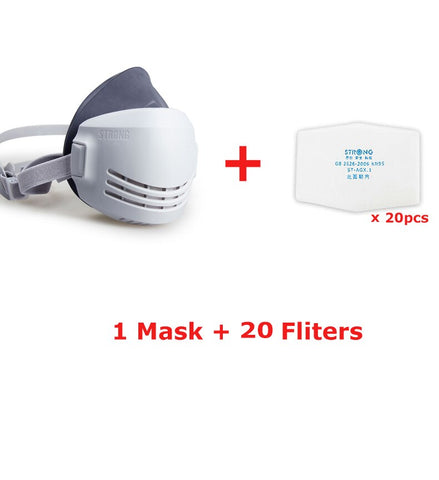 Dust Mask +20pcs Filter Cotton Respirator Half Face Dust-proof Mask Anti Industrial Construction Dust Haze Fog Safety Gas mask