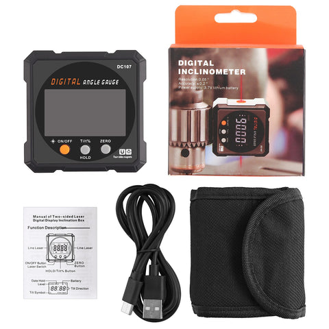 Four Side Magnets Electronic Protractor With Two- Sided laser Digital Angle Finder Level Laser Digital Protractor Inclinometer