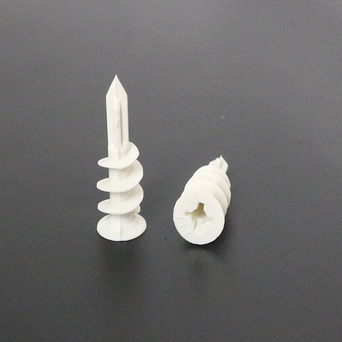 Freeshipping 12X32 14X42 Expand Nail Ribbed Plastic Anchor Expansion Pipe Tube Wall Plugs For Self-tapping Screws Wire Connector