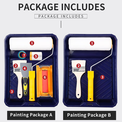 Paint Brush Wall Tool Paint Brush Latex Paint Roller Brush Telescopic Rod Extension Paint Roller Brush Tray Set