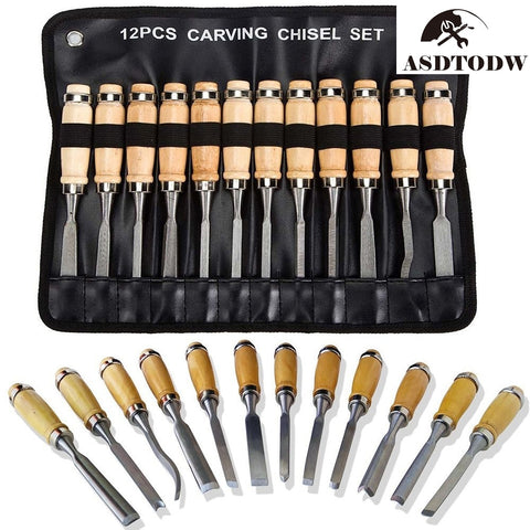 12 Pcs/bag Carving Chisel Sharp Woodworking Tools Carrying Case Manual Wood Carving Hand Tools Set For Carpenters