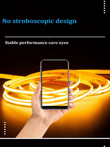 No Dark Spot, RA90 High Brightness/Density 5V/5m 12V/5m 24V/10m 220V/100m Waterproof COB LED Strip Light Flexible Light Belt