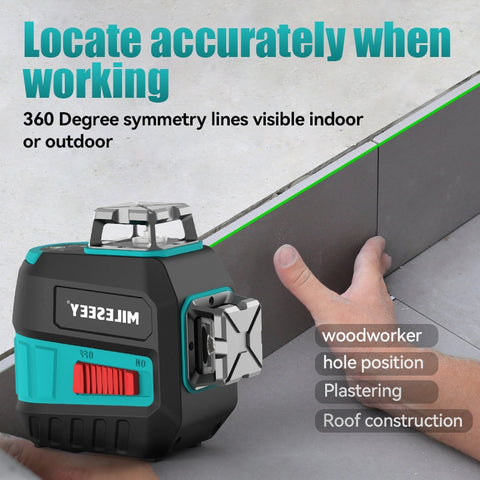 MiLESEEY 2 Lines Laser Level L52R L62 360 laser level L6 nivel laser with Battery and Tripod лазерный уровень