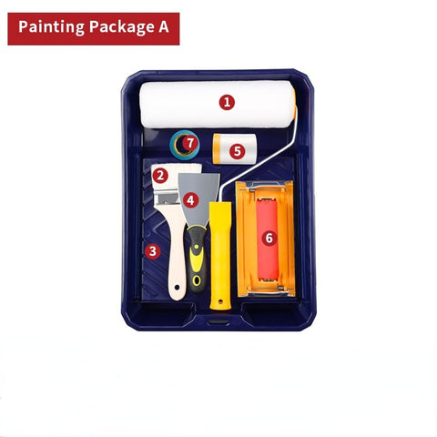 Paint Brush Wall Tool Paint Brush Latex Paint Roller Brush Telescopic Rod Extension Paint Roller Brush Tray Set