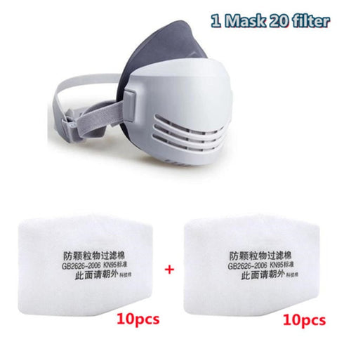 Dust Mask +20pcs Filter Cotton Respirator Half Face Dust-proof Mask Anti Industrial Construction Dust Haze Fog Safety Gas mask
