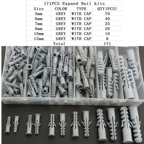 Plastic Knot  With/No CapExpand Nail Expansion Pipe M4 M5 M6 M7 M8 M10 M12 Rubber  Plug PE Column Draw-Wall Screw Anchors Kits
