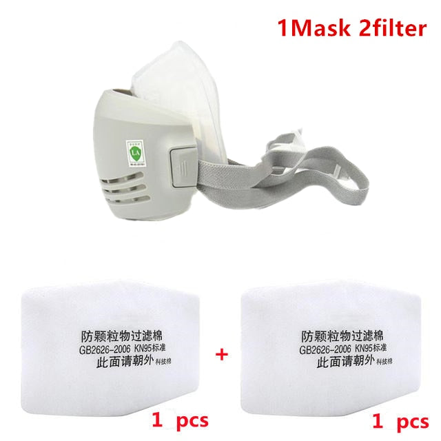 Dust Mask +20pcs Filter Cotton Respirator Half Face Dust-proof Mask Anti Industrial Construction Dust Haze Fog Safety Gas mask