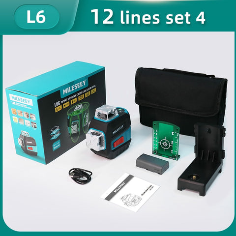 Mileseey 5 Lines 12 Lines Green Laser Level  3D nivel laser leveler professional carbon tripod for laser level Red