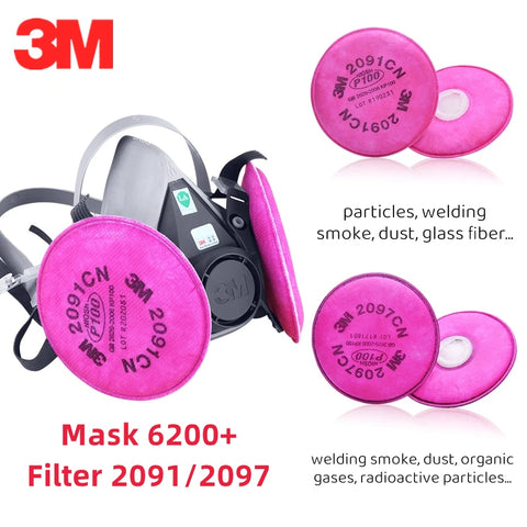 3/7/11in1 3M 6200 Dust Mask Filters 2091 2097 Painting Smoke Filteration 99.97% Welding Industry Safety Security Dust Proof Mask
