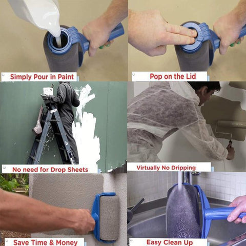 7pc/Set Multifunctional Paint Roller Corner Brush Handle Tools Wall Painting Roll DIY Household Easy to Operate Painting Brushes