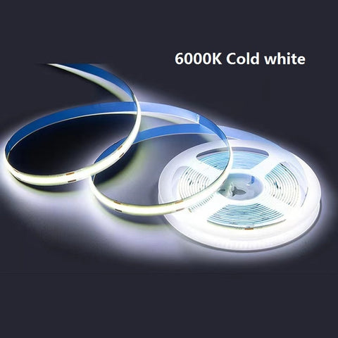 No Dark Spot, RA90 High Brightness/Density 5V/5m 12V/5m 24V/10m 220V/100m Waterproof COB LED Strip Light Flexible Light Belt