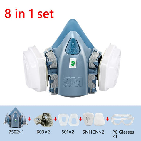 7/9/15/17in1 3M 7502 Gas Dust Mask Respirator Painting Masks Spray Filtering Replaceable Cotton 5N11 Welding Industry