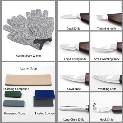 Wood Carving Tools Set  Knife Kit with Carving Detail Knife Whittling Knife Woodworking Kit for Beginner and Carpenter Experts