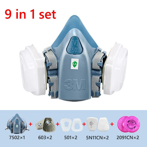 7/9/15/17in1 3M 7502 Gas Dust Mask Respirator Painting Masks Spray Filtering Replaceable Cotton 5N11 Welding Industry