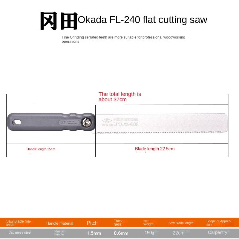 Japanese Okada Saw Z Brand Flat Cut Saw Carpenter's Wood Sa Saw Handmade Tenon Saw Carpenter's Wood Sa Hand Sawing Garden Saw