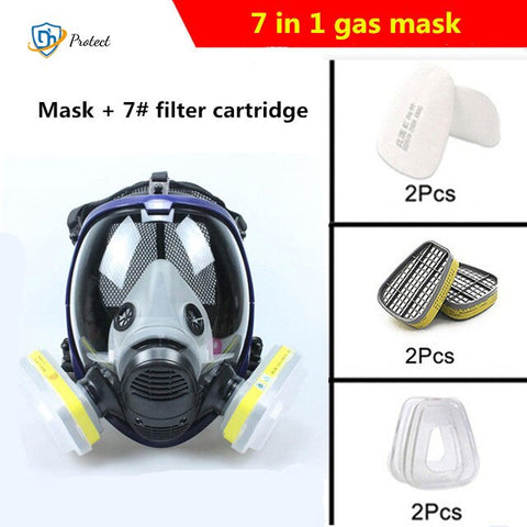 6800 Dust/Gas Mask With Filters Cottons Full Face Respirator For Spray Paint Coating Chemical Industry Welding Anti-Fog Reusable