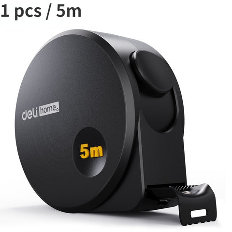 Deli Tools 1 Pcs 3/5 M Black Steel Material Measuring Tape Measure Multifunctional Household Woodworking Portable Measuring Tool