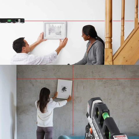 New Laser Level Horizon Vertical Measure 8FT Aligner Standard and Metric Rulers Multipurpose Measure Level Laser Black