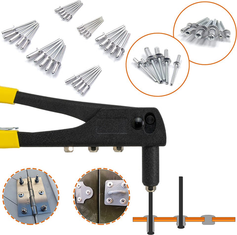 Multiple Sizes Aluminum Dome Head Blind Pop Rivets Assorted Set,215Pcs Aluminum Rivet kit Copper Nails Remaches