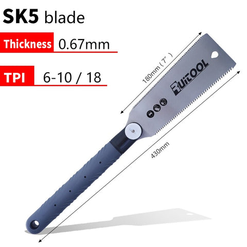 Japanese Pull Saw Double Sided Ryoba Saw 250mm SK5 3-Edge Teeth 0.6mm Flexible Blade for Wood Cutting
