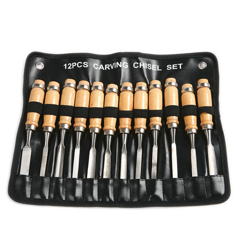 Krachtige 12PCS Wood Carving Hand Chisel Set Woodworking Professional Lathe Gouges Tools