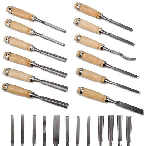12 Pcs/bag Carving Chisel Sharp Woodworking Tools Carrying Case Manual Wood Carving Hand Tools Set For Carpenters