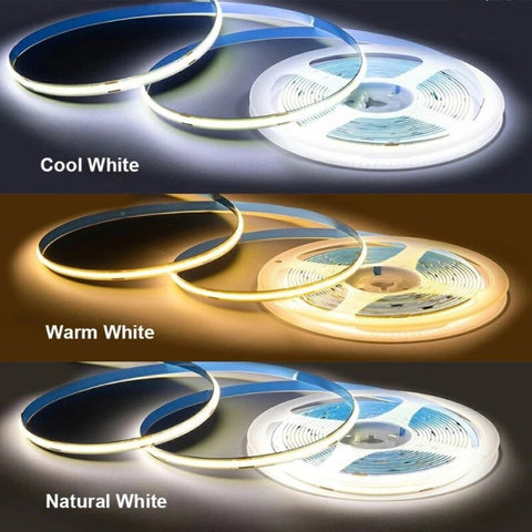 UL Listed COB LED Strip Light 480 528 LEDs/m 16.4ft High Density Flexible Tape Ribbon 3000-6500K RA90 Led Lights DC12V