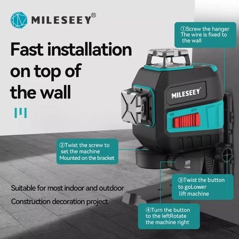 Mileseey 5 Lines 12 Lines Green Laser Level  3D nivel laser leveler professional carbon tripod for laser level Red