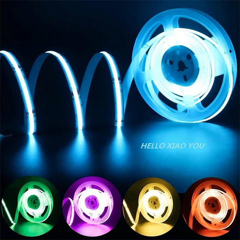 No Dark Spot, RA90 High Brightness/Density 5V/5m 12V/5m 24V/10m 220V/100m Waterproof COB LED Strip Light Flexible Light Belt