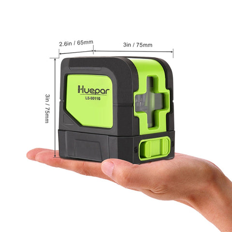 Huepar 2 Lines Laser Level Self Levelling ( 4 degrees) Green Red Beam Laser Horizontal &amp; Vertical Cross-Line with Magnetic Base