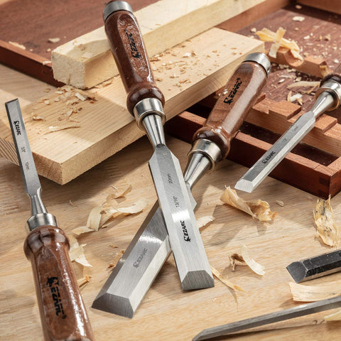 6Pcs Wood Chisel Tool Sets Woodworking Carving Kit with Premium Wooden Case for Carpenter Craftsman