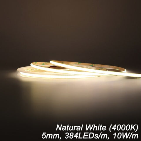 UL Listed COB LED Strip Light 480 528 LEDs/m 16.4ft High Density Flexible Tape Ribbon 3000-6500K RA90 Led Lights DC12V