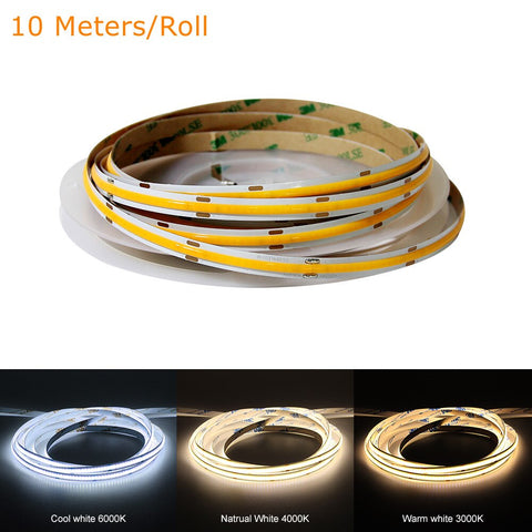 10 Meters CRI 90 DC24V 320 Chips/M Warm White Soft Tape COB LED Strip Lights