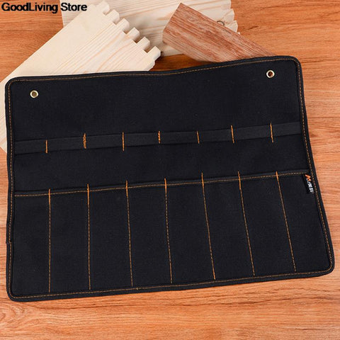 6 Size Chisel Carrying Case Canvas Pocket Tool Roll Holder Wrench Pouch 4 Pockets Organizer For Knife Hammers Gouges Carpenter