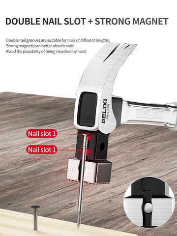 Multifunction Non-slip Shockproof Steel Hammer Hand Tool Magnetic Claw Hammer for Woodworking Automatic Nail Suction Hammer