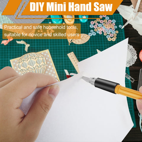 Mini Hand Saw Ergonomic Non-slip Sharp Hobby Razor Saw Hand-held Exquisite Durable Model Craft Tool with 9 Blades for Carving