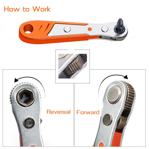 Hexagon Ratchet Screwdriver 1/4inch Mini Quick Release Socket Tools Household Handle Repair Wrench Screwdriver for Car Vehicle