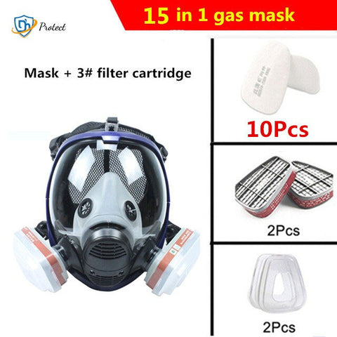 6800 Dust/Gas Mask With Filters Cottons Full Face Respirator For Spray Paint Coating Chemical Industry Welding Anti-Fog Reusable