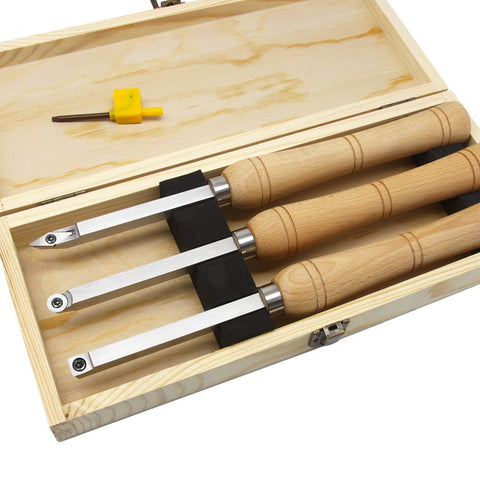 Carbide Woodturning Tool 3 In1 Combo Wood Turning Gouge Chisel Set with Storage Box Woodworking Lathe Accessories Hobbies