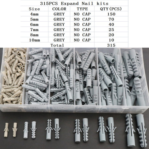 Plastic Knot  With/No CapExpand Nail Expansion Pipe M4 M5 M6 M7 M8 M10 M12 Rubber  Plug PE Column Draw-Wall Screw Anchors Kits