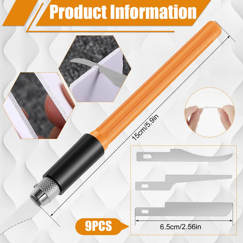Mini Hand Saw Ergonomic Non-slip Sharp Hobby Razor Saw Hand-held Exquisite Durable Model Craft Tool with 9 Blades for Carving