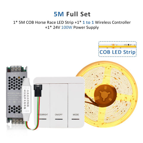 WS2811 IC COB Horse Race LED Strip Lights 24V 360LEDs/M Warm White 5M 10M 15M 20M Running Water LED Tape Lamp for Room Decor