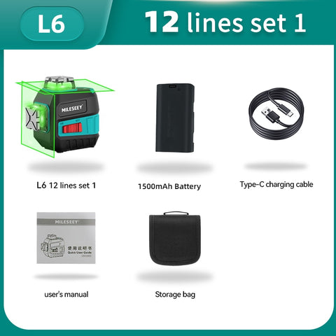 Mileseey 5 Lines 12 Lines Green Laser Level  3D nivel laser leveler professional carbon tripod for laser level Red