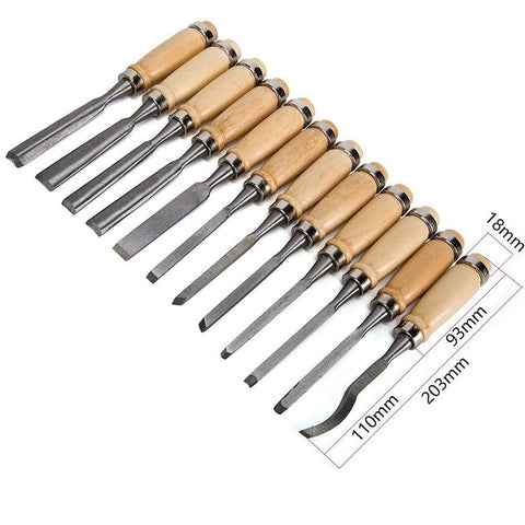 12 Pcs/bag Carving Chisel Sharp Woodworking Tools Carrying Case Manual Wood Carving Hand Tools Set For Carpenters