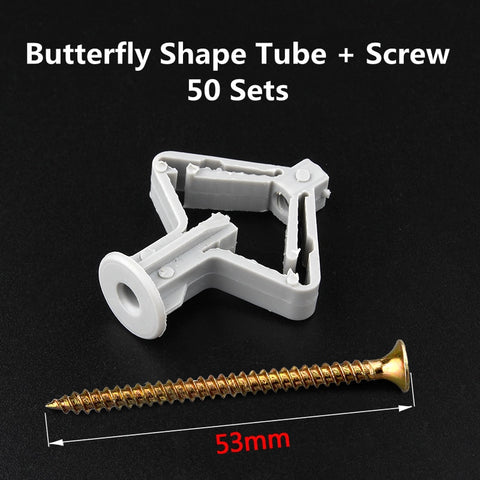 Plastic Expansion Drywall Anchor Pipe Tube Kit Screw Self Drilling Wall Pierced Gypsum Board Hollow Brick Fiberboard Nail
