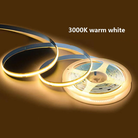 No Dark Spot, RA90 High Brightness/Density 5V/5m 12V/5m 24V/10m 220V/100m Waterproof COB LED Strip Light Flexible Light Belt