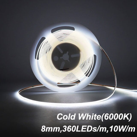 UL Listed COB LED Strip Light 480 528 LEDs/m 16.4ft High Density Flexible Tape Ribbon 3000-6500K RA90 Led Lights DC12V