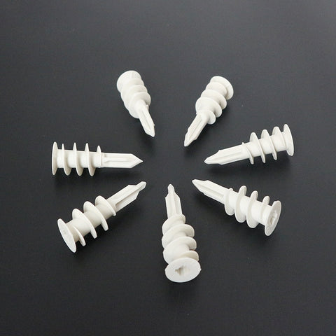 Freeshipping 12X32 14X42 Expand Nail Ribbed Plastic Anchor Expansion Pipe Tube Wall Plugs For Self-tapping Screws Wire Connector
