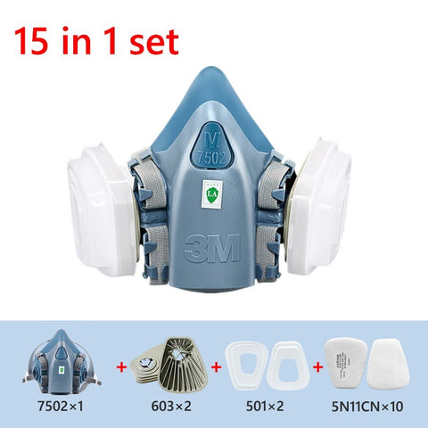 7/9/15/17in1 3M 7502 Gas Dust Mask Respirator Painting Masks Spray Filtering Replaceable Cotton 5N11 Welding Industry